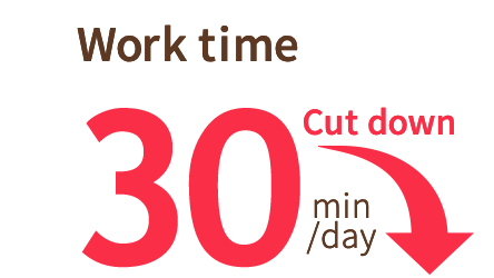 Work time Cut down 30 minutes per day